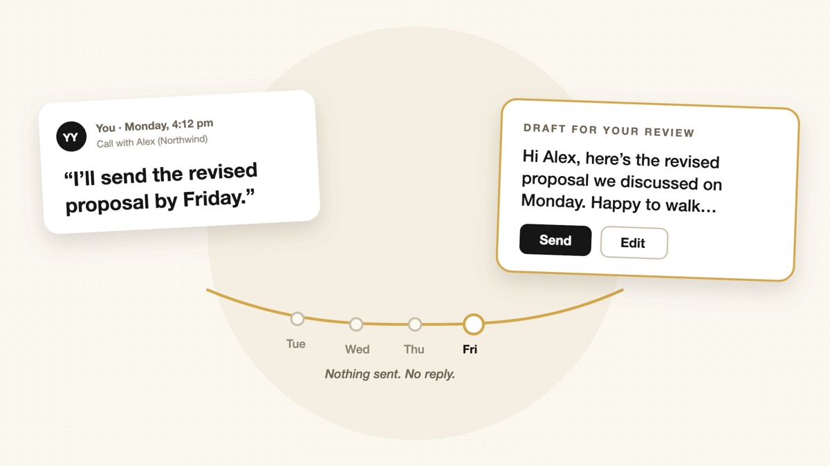 A promise from Monday, four silent days on a gold timeline, and a follow-up draft waiting for review