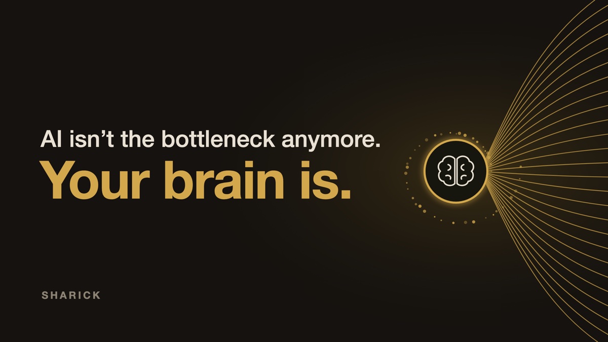 Gold lines from many directions converging on a single brain icon, beside the headline Your brain is.